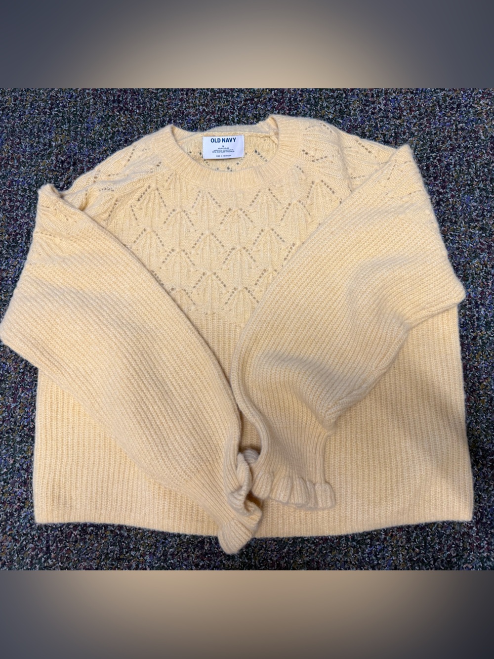 Old Navy Yellow Pointelle Crewneck Sweater
